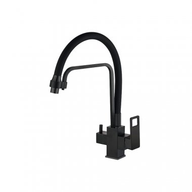 Фотография товара 'Valfex VF.76615-7 Смеситель для кухни с подключением фильтра,гибкий силиконовый излив,латунь Arcadia Black (10)'