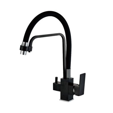 Фотография товара 'Valfex VF.76857 Смеситель для кухни с подключением фильтра,гибкий силиконовый излив,латунь Boreas Black-1(10)'