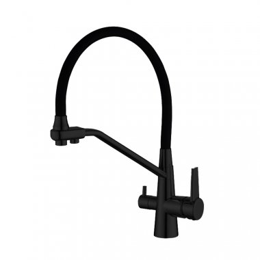 Фотография товара 'Valfex VF.76855-7 Смеситель для кухни с подключением фильтра, гибкий силиконовый излив,латунь Boreas Black (10)'