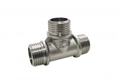 Фотография товара 'Valfex VF.131.N.034.П Тройник ПОДЛОЖКА НИКЕЛИРОВАННЫЙ с наружной резьбой НР 1/2"- НР 1/2"- НР 3/4" (60)'