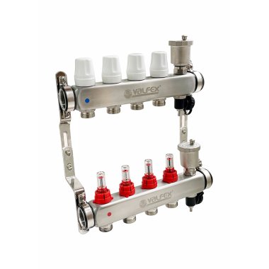 Фотография товара 'Valfex VF.586.0612 Коллекторная группа НЕРЖ со встр. расх. в сборе, 1"х12 вых. Евроконус 3/4"'