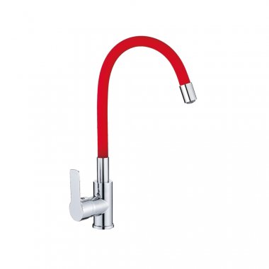 Фотография товара 'Valfex VF.70112-6 Смеситель для кухни, гибкий силиконовый излив, латунь Estreya Red (10)'