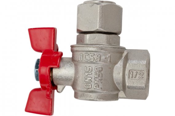 Фотография товара 'Valfex VF.266.NB1.034.PREMIUM Кран шаровой лат. PREMIUM для ВОДЫ угл.с накид. г. 3/4" ВР/ВР'