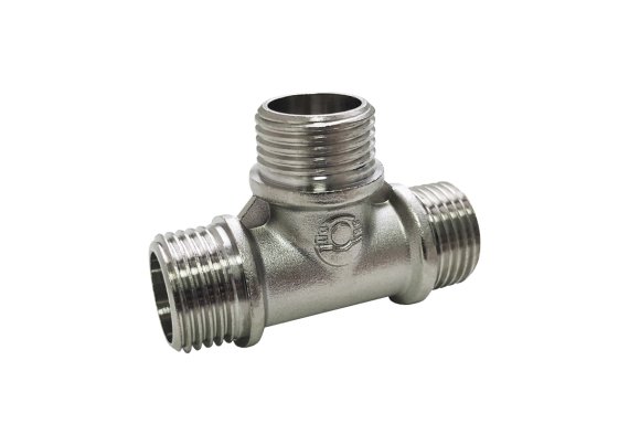 Фотография товара 'Valfex VF.131.N.012 Тройник НИКЕЛИРОВАННЫЙ с наружной резьбой НР 1/2"хНР 1/2"хНР 1/2" (90/10)'