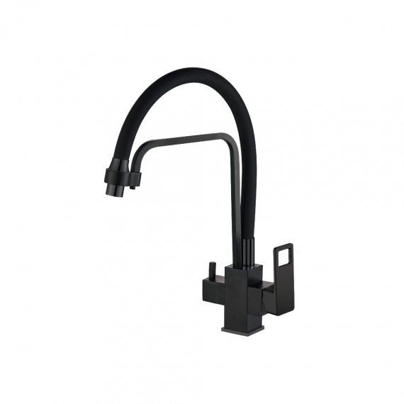 Фотография товара 'Valfex VF.76615-7 Смеситель для кухни с подключением фильтра,гибкий силиконовый излив,латунь Arcadia Black (10)'