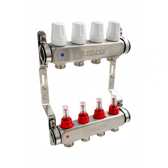 Фотография товара 'Valfex VF.584.0609 Блок коллекторов НЕРЖ с расход. 1"х 9 вых Евроконус 3/4"'