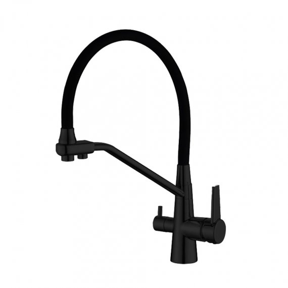 Фотография товара 'Valfex VF.76855-7 Смеситель для кухни с подключением фильтра, гибкий силиконовый излив,латунь Boreas Black (10)'