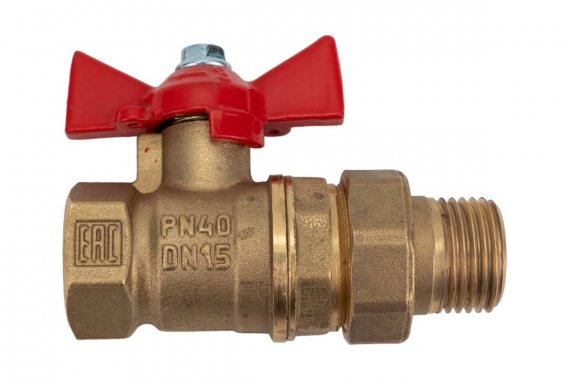 Фотография товара 'Valfex VF.227.LB1.034.П Кран шаровой ПОДЛОЖКА для ВОДЫ амер. 3/4" ВР/НР ручка-бабочка'